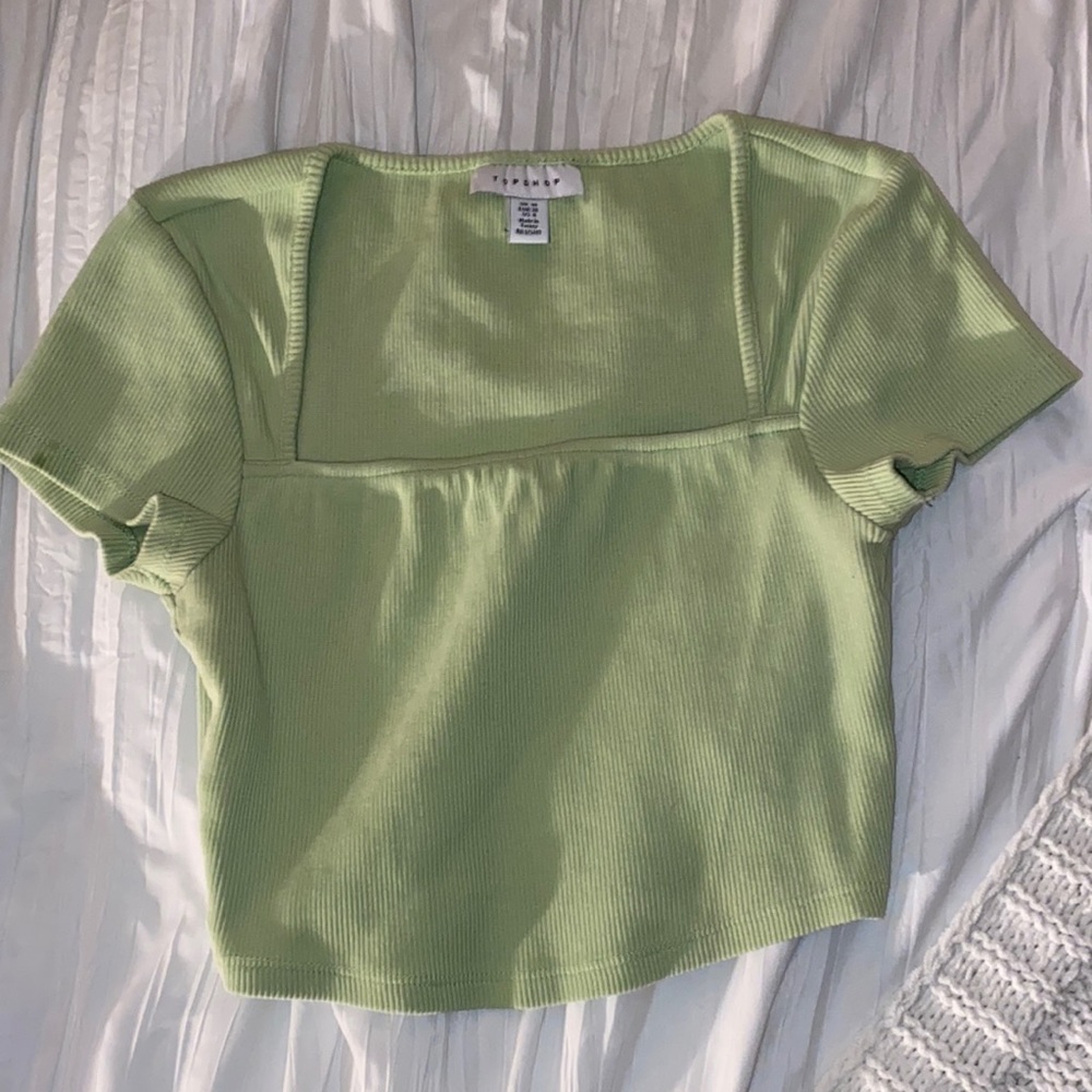Top shop, size 6, light green square neck crop top